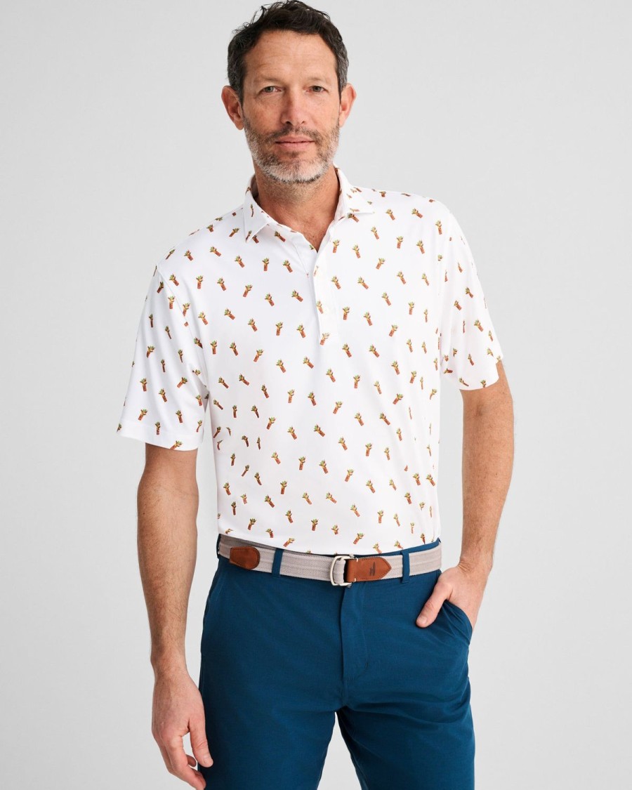 Men johnnie-O Polos | Hair Of The Dog Printed Jersey Performance Polo White