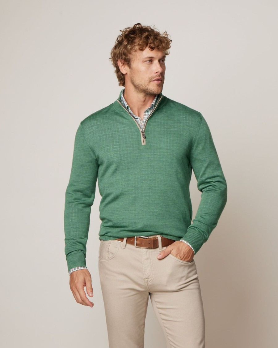 Men johnnie-O Sweaters | Baron Lightweight Wool Blend 1/4 Zip Pullover Sweater Palm