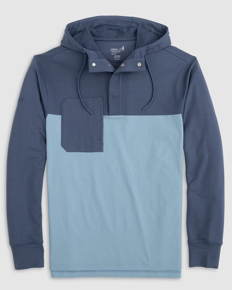 Men johnnie-O Sweatshirts & Hoodies | Harrison Mixed Media Henley Hoodie Lake