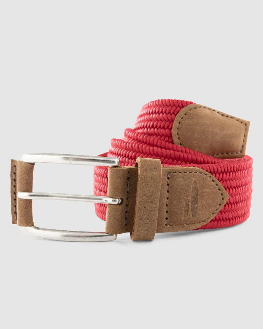 Men johnnie-O Belts | Cotton Stretch Belt Malibu Red