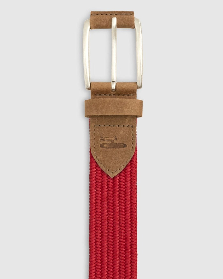 Men johnnie-O Belts | Cotton Stretch Belt Malibu Red