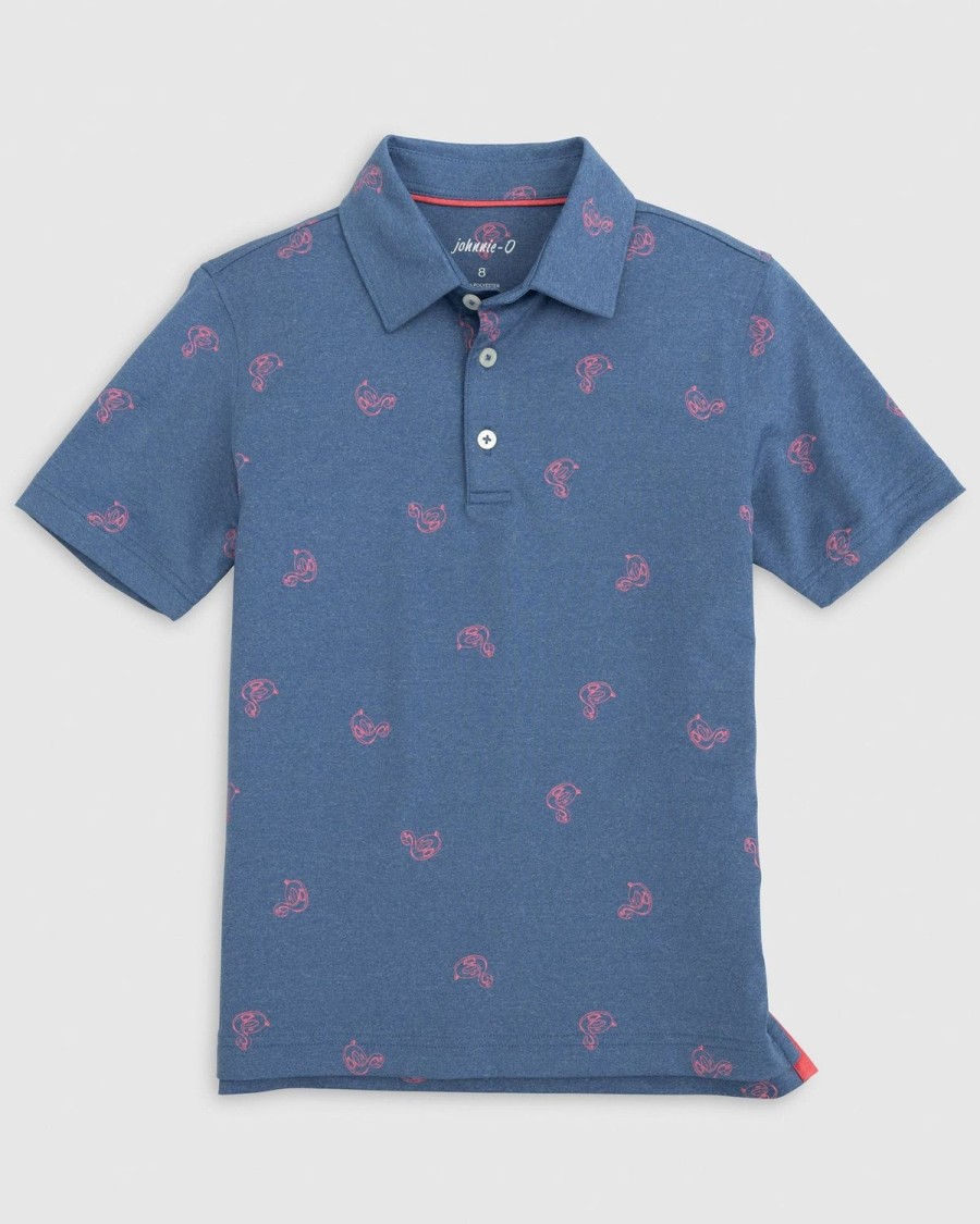 Kids johnnie-O Polos | Flamingo Floaty Jr. Printed Jersey Performance Polo Lake