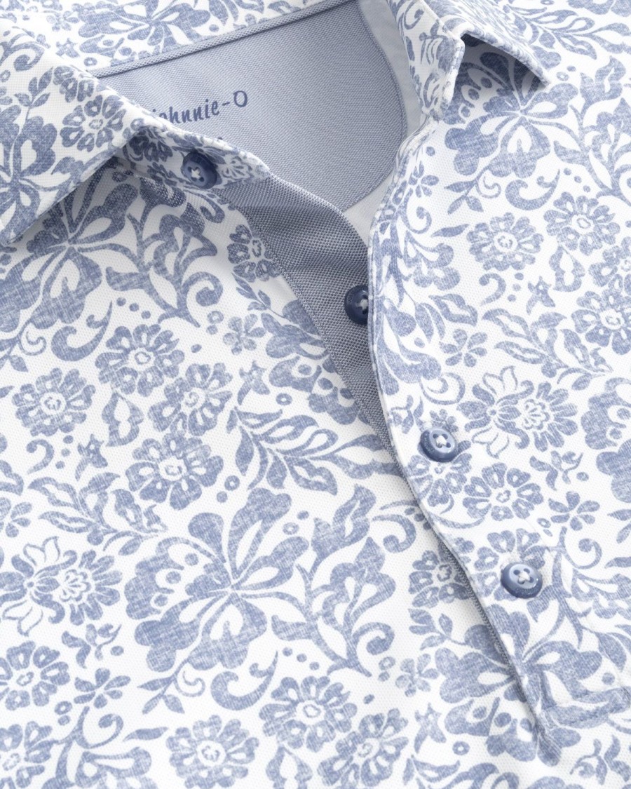 Men johnnie-O Polos | Haas Printed Mesh Performance Polo Noreaster