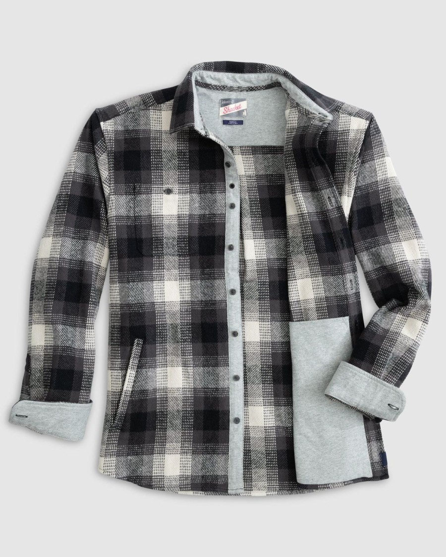 Men johnnie-O Button Up Shirts | Big & Tall Jerome Flannel Shacket Charcoal