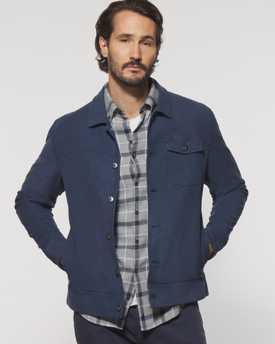 Men johnnie-O Jackets | Truman Garment Dyed Cotton Jacket Wake