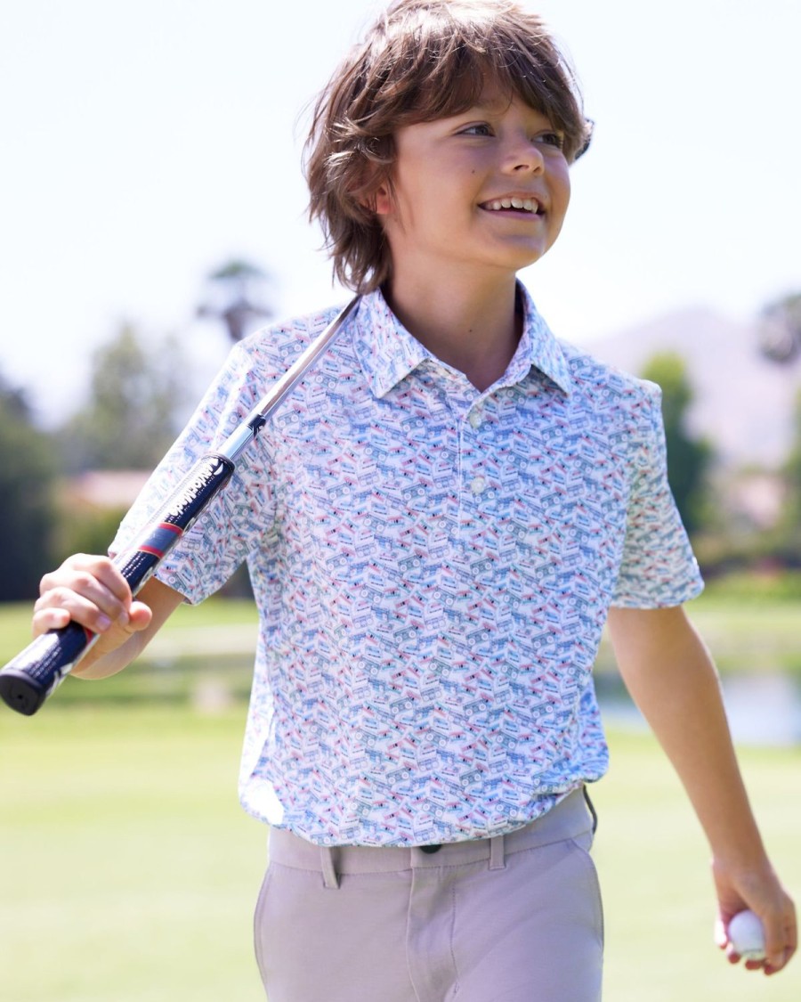 Kids johnnie-O Polos | Sure Shot Jr. Printed Jersey Performance Polo Maliblu