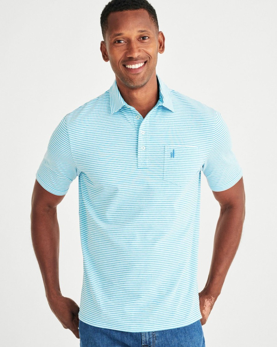 Men johnnie-O Polos | The Original Polo - Dante Stripe Yacht Blue