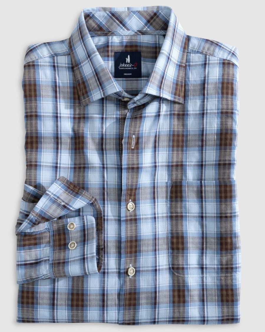 Men johnnie-O Button Up Shirts | Riva Tucked Button Up Shirt Havana