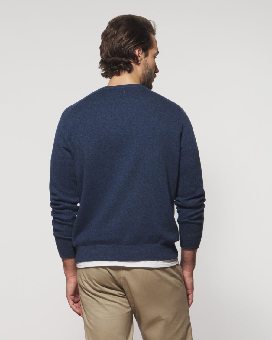 Men johnnie-O Sweaters | Medlin Cotton Blend Crewneck Sweater Navy