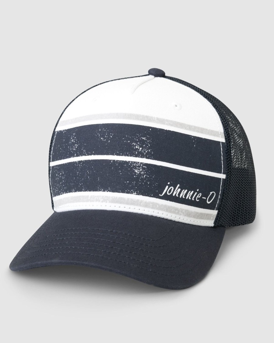 Men johnnie-O Hats | Classic Striped Trucker Hat Navy