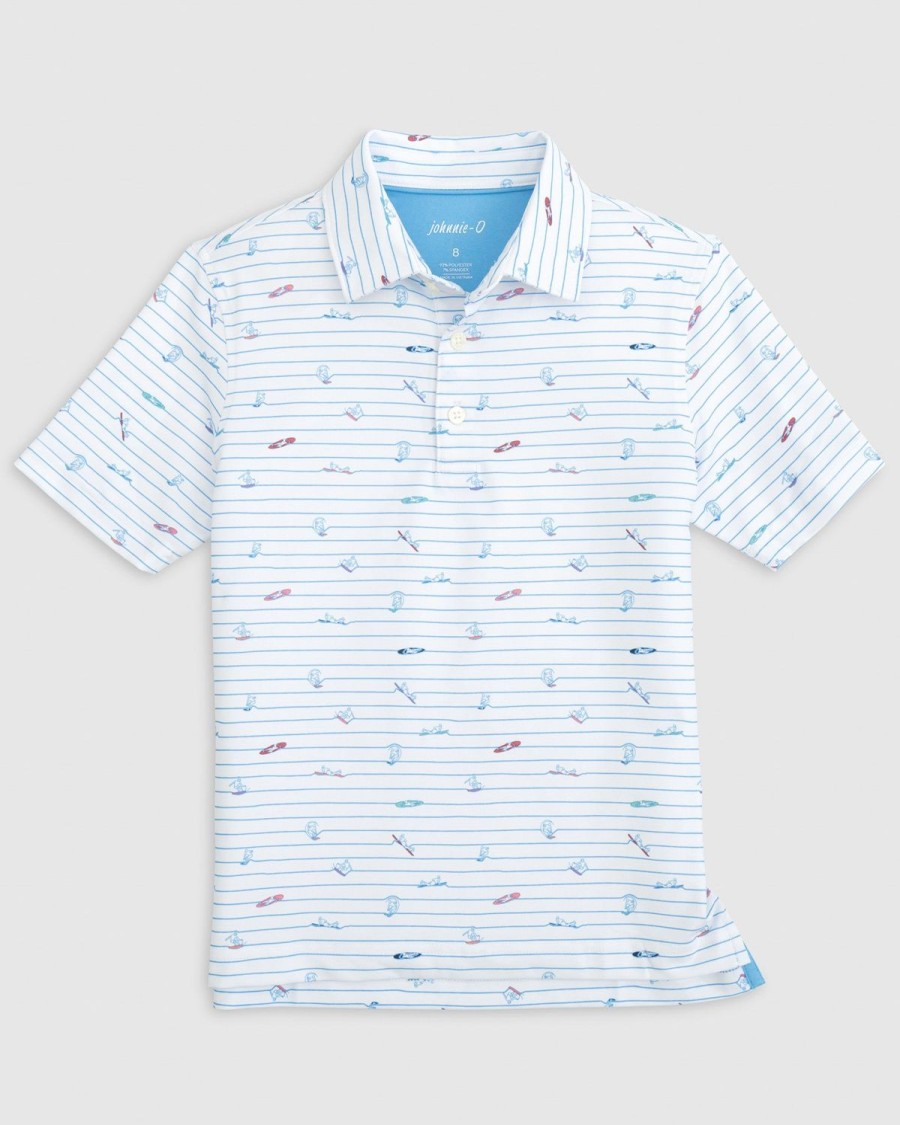 Kids johnnie-O Polos | Surfin' Stripes Jr. Striped Jersey Performance Polo White