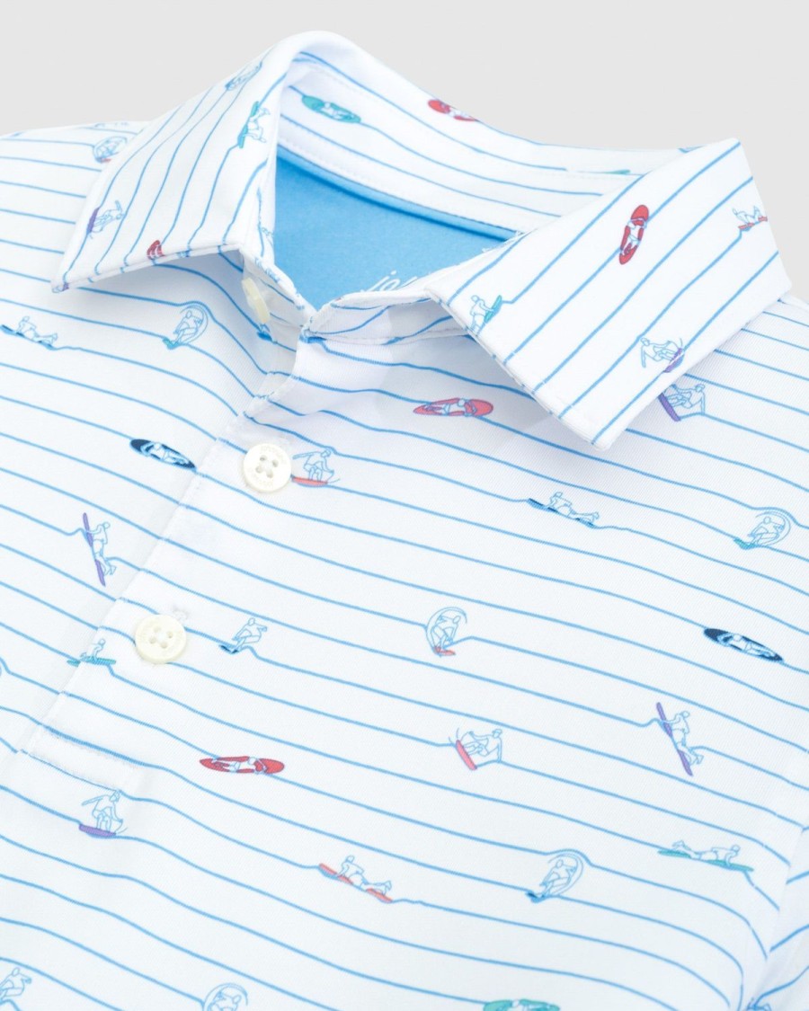 Kids johnnie-O Polos | Surfin' Stripes Jr. Striped Jersey Performance Polo White