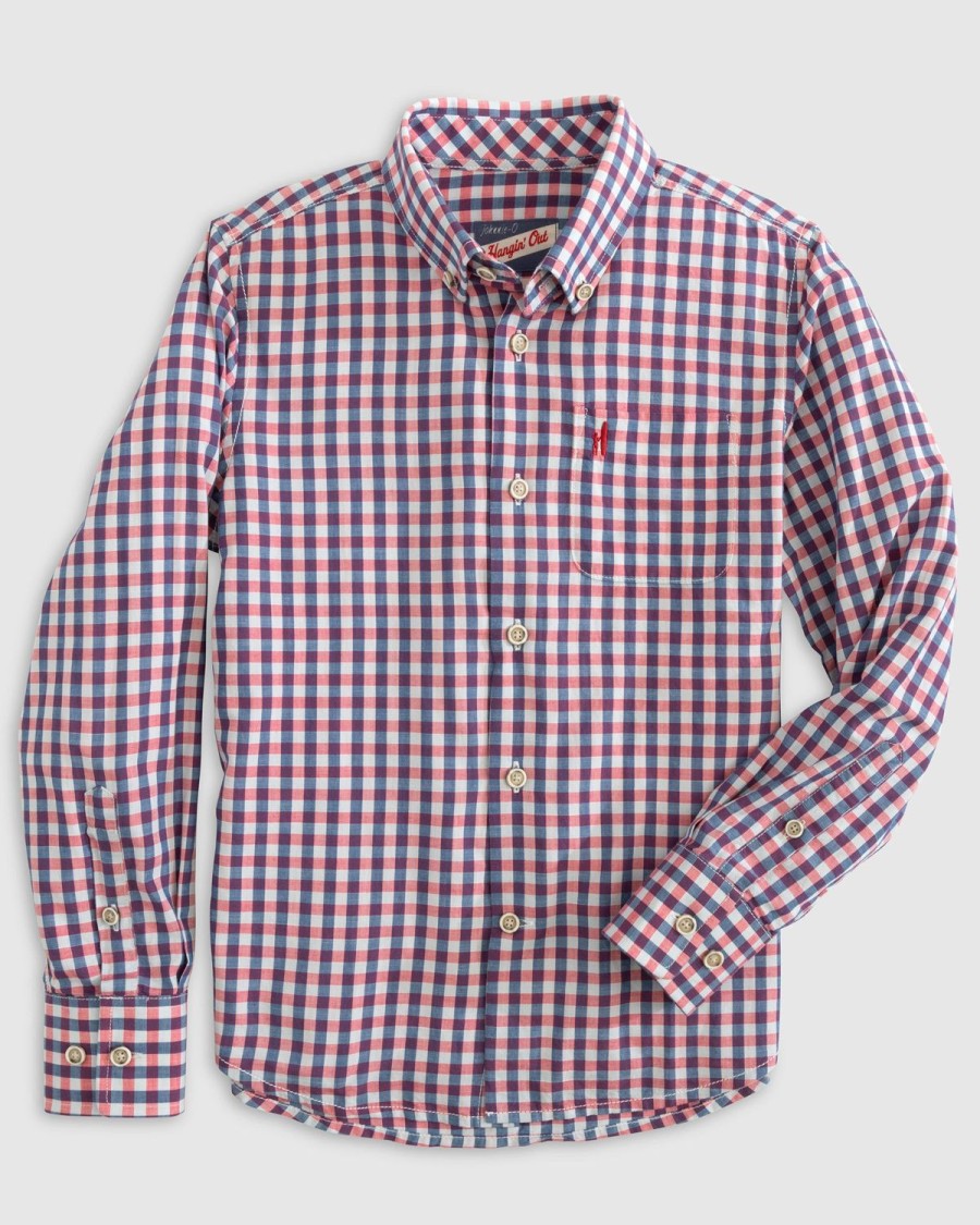 Kids johnnie-O Button Up Shirts | Abner Jr. Performance Button Up Shirt Malibu Red