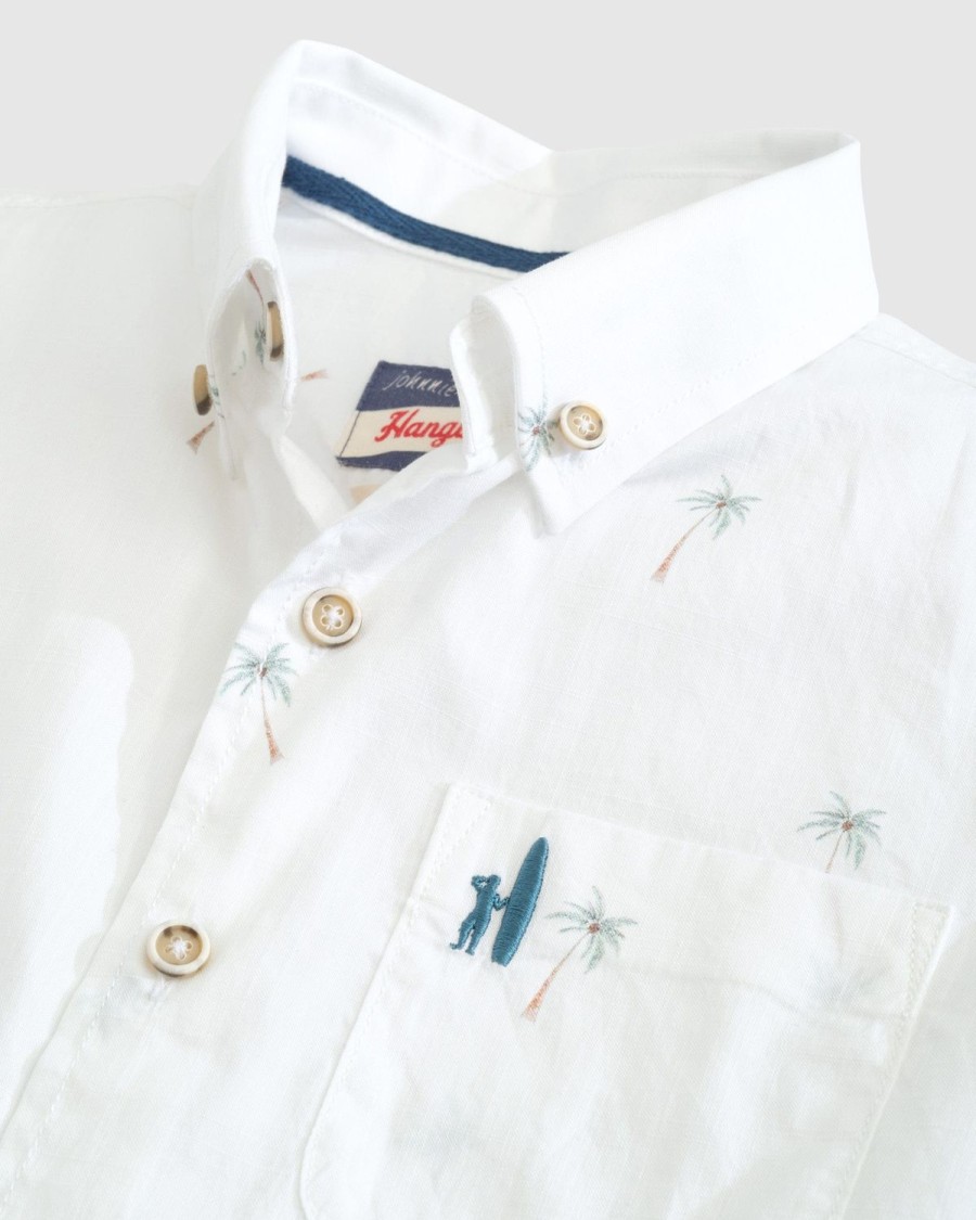 Kids johnnie-O Button Up Shirts | Leif Jr. Hangin Out Button Up Shirt White