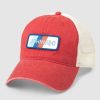 Men johnnie-O Hats | Red Blue Patch Trucker Hat Malibu Red