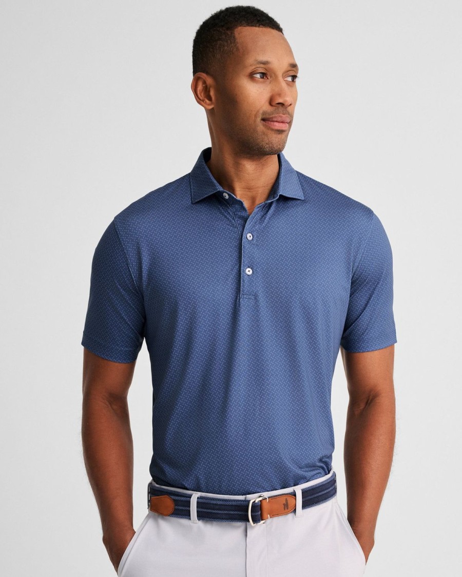 Men johnnie-O Polos | Monty Printed Jersey Performance Polo Lake