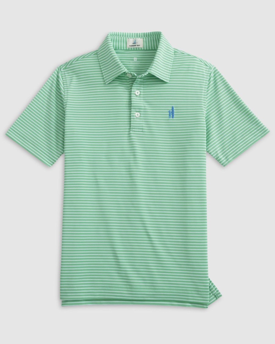 Kids johnnie-O Polos | Colter Jr. Striped Performance Mesh Polo Highlighter