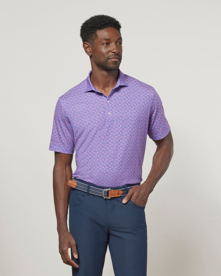 Men johnnie-O Polos | Cora Printed Top Shelf Performance Polo Hibiscus