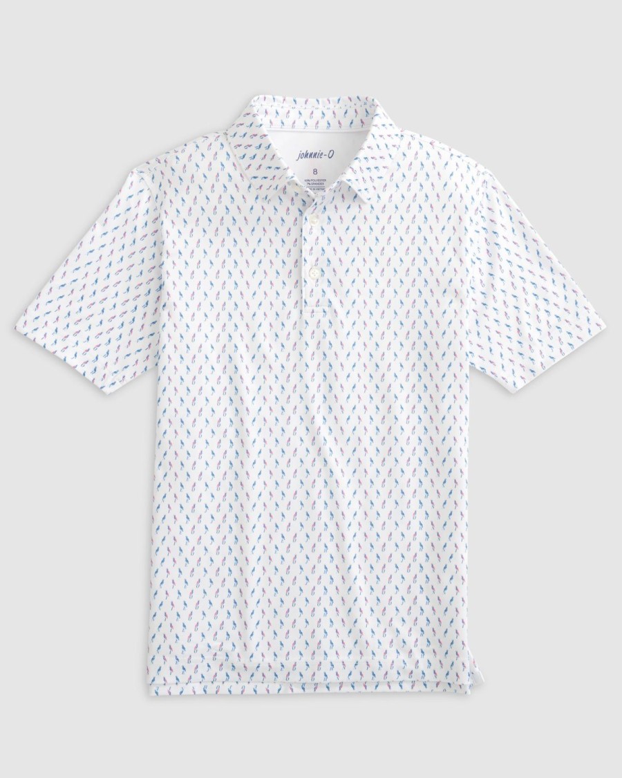 Kids johnnie-O Polos | Cleo Jr. Printed Jersey Performance Polo White