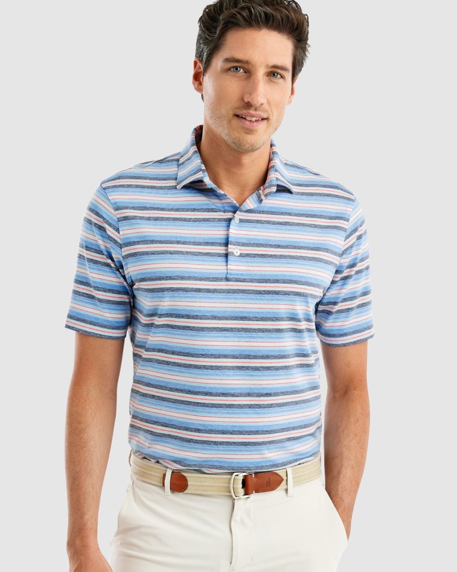 Men johnnie-O Polos | Mckinley Striped Jersey Performance Polo Lake