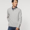 Men johnnie-O Quarter-Zips | Brevard Cotton Henley Pullover Light Gray