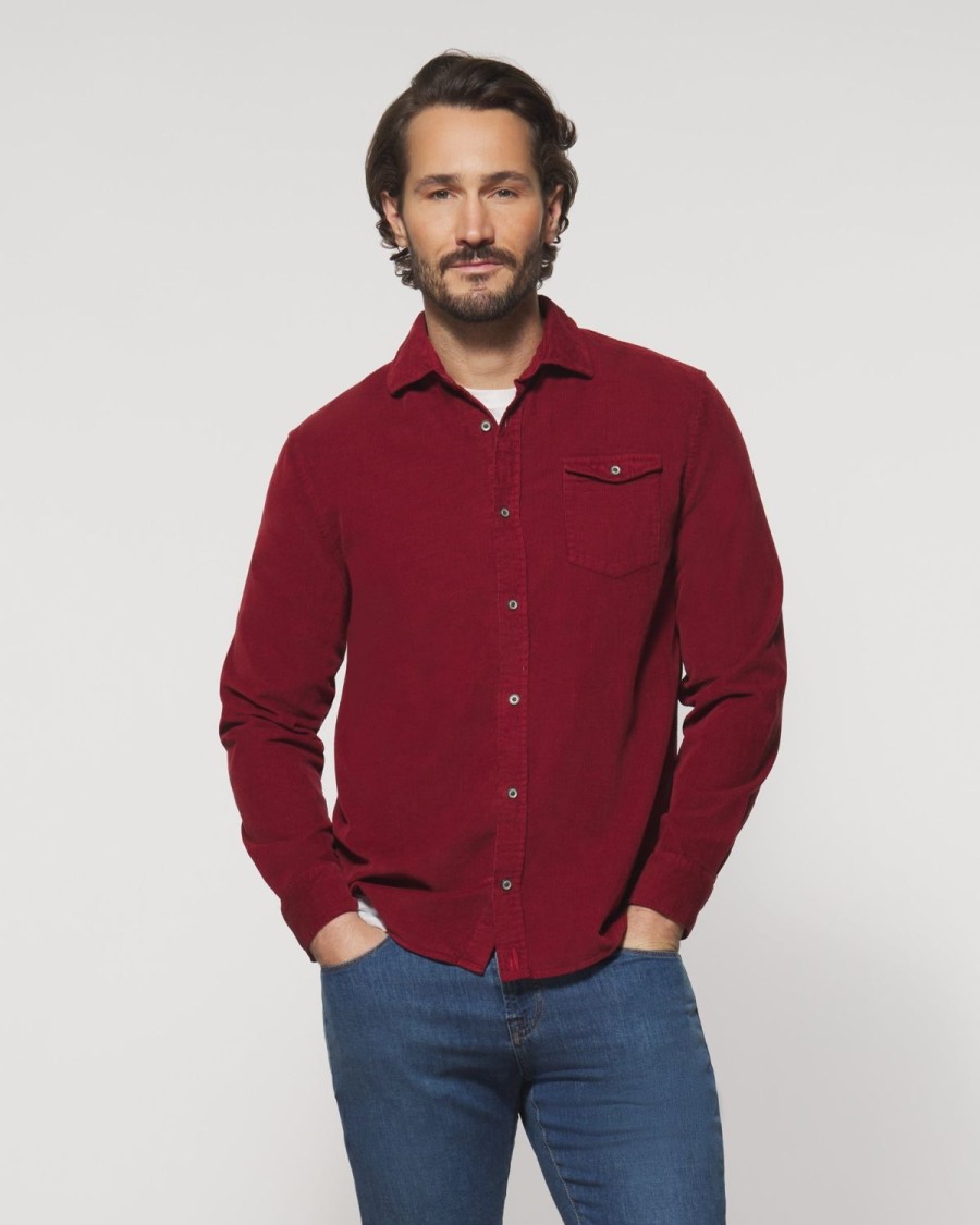 Men johnnie-O Button Up Shirts | Kodiak Hangin' Out Corduroy Shirt Malibu Red