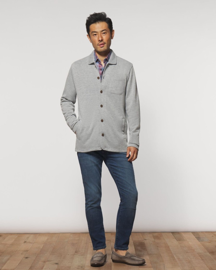 Men johnnie-O Jackets | Tudor Knit Sweater Jacket Light Gray