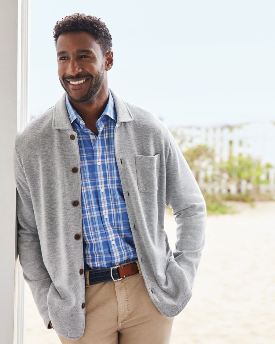 Men johnnie-O Jackets | Tudor Knit Sweater Jacket Light Gray