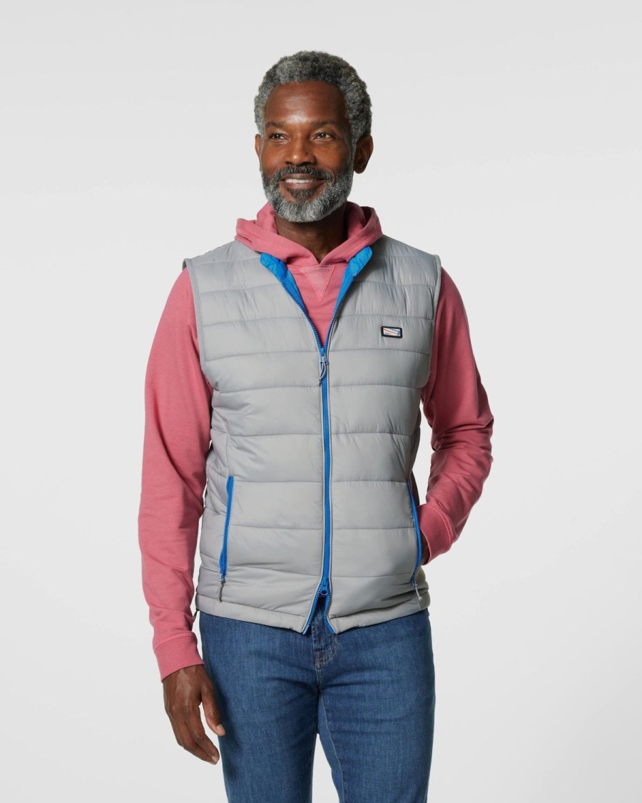 Men johnnie-O Vests | Hudson Quilted 2-Way Zip Front Vest Light Gray