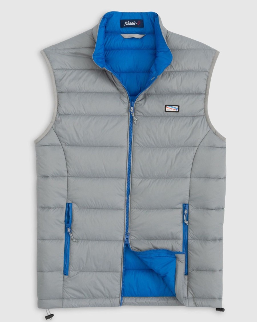 Men johnnie-O Vests | Hudson Quilted 2-Way Zip Front Vest Light Gray