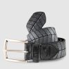 Men johnnie-O Belts | Vertebrae Embossed Leather Belt Charcoal