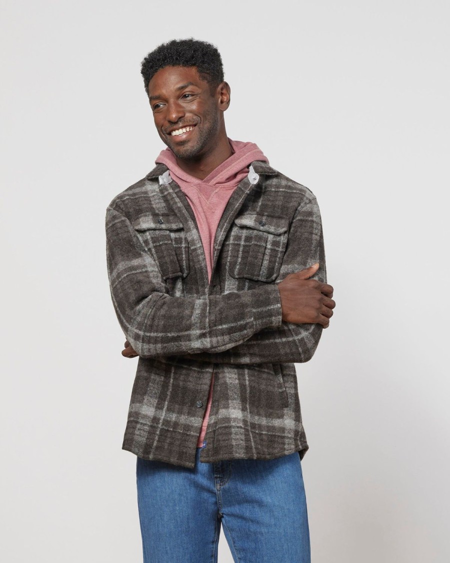 Men johnnie-O Button Up Shirts | Stalone Fleece Shacket Havana