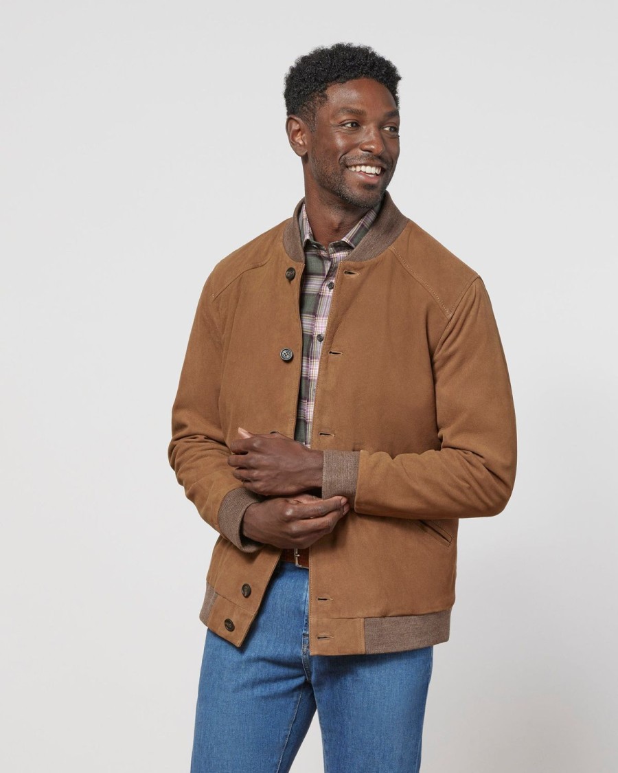 Men johnnie-O Jackets | The Encore Suede Jacket Saddle