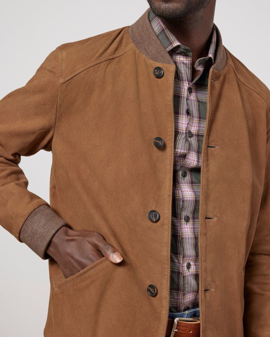 Men johnnie-O Jackets | The Encore Suede Jacket Saddle