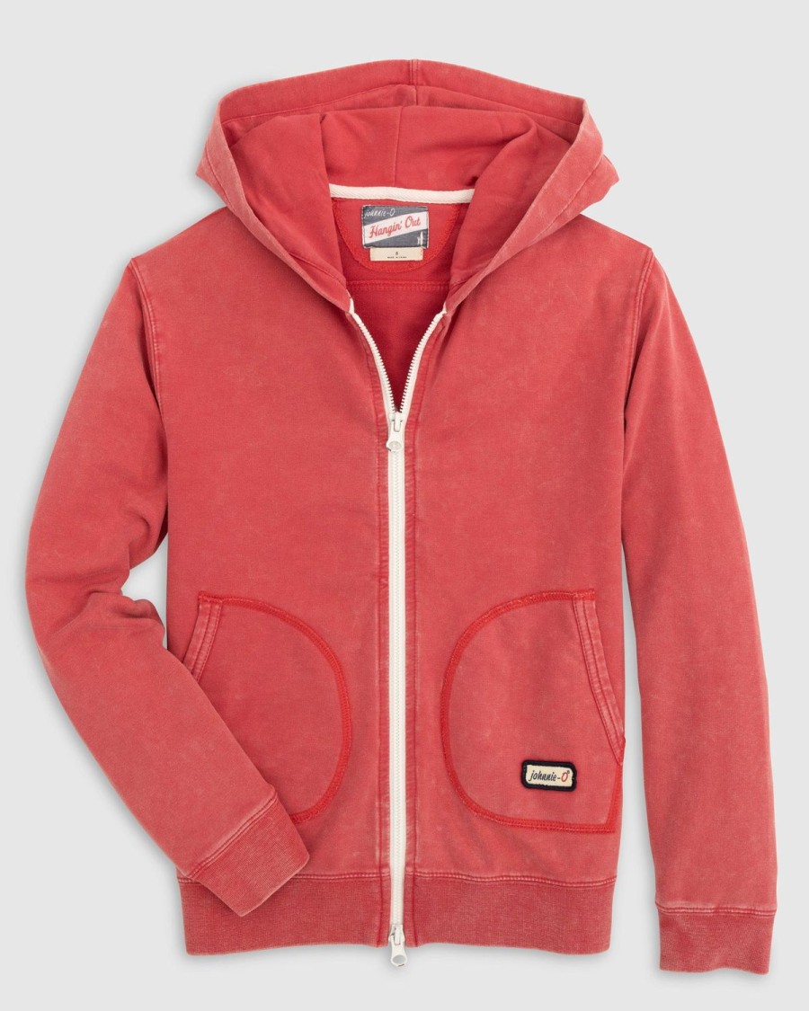 Kids johnnie-O Pullovers & Outerwear | Sampson Jr. Double Zip Front Hoodie Malibu Red