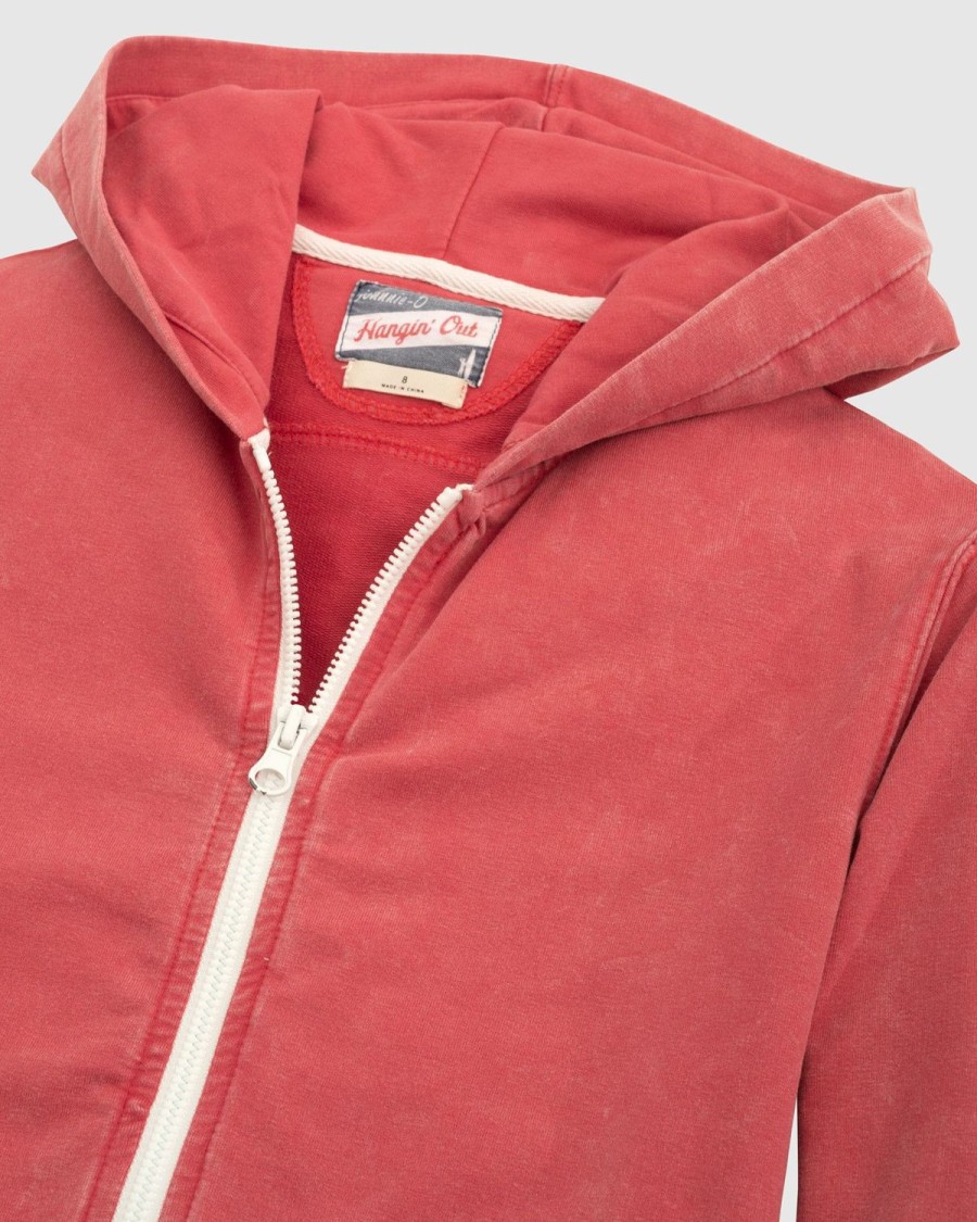 Kids johnnie-O Pullovers & Outerwear | Sampson Jr. Double Zip Front Hoodie Malibu Red