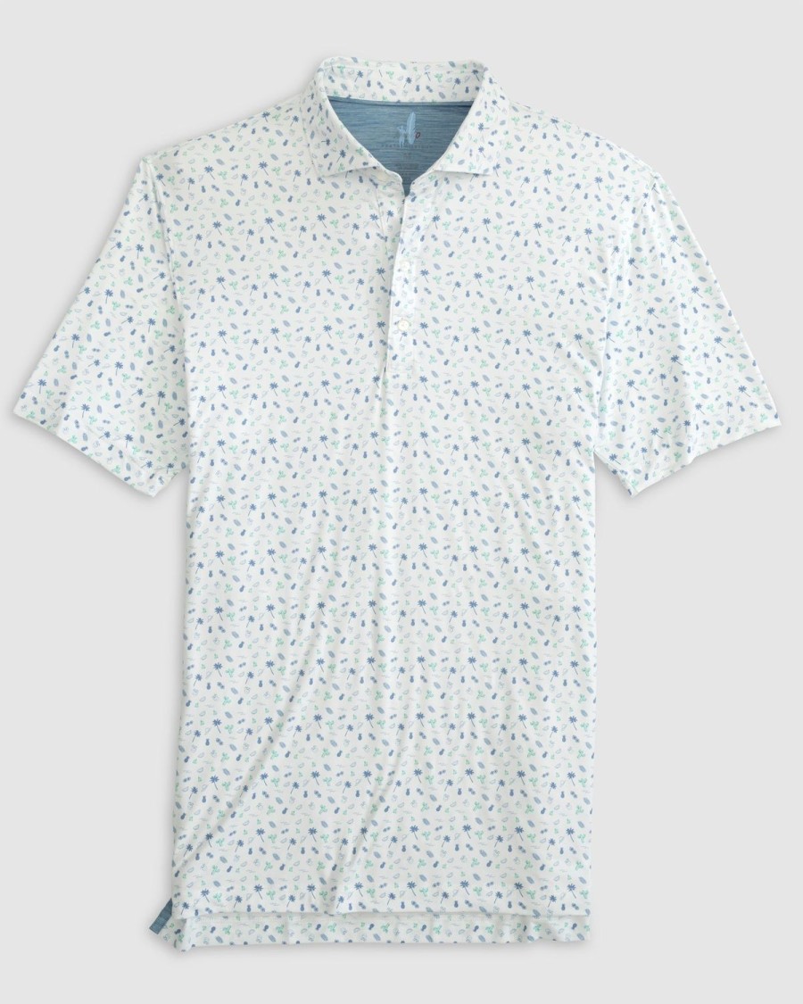 Men johnnie-O Polos | Oceano Printed Featherweight Performance Polo White