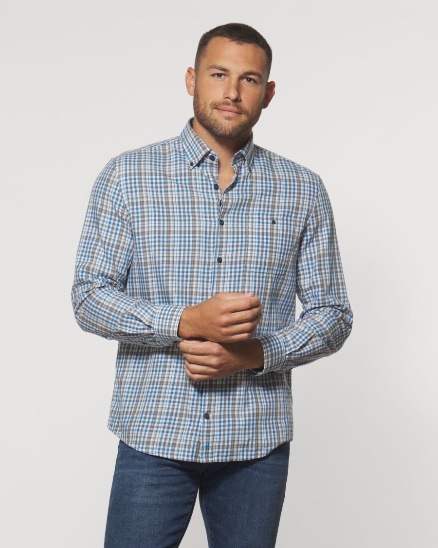 Men johnnie-O Button Up Shirts | Elmer Hangin' Out Button Up Shirt Laguna Blue