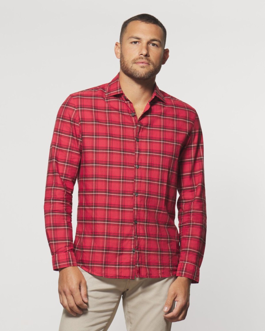 Men johnnie-O Button Up Shirts | Luton Featherweight Button Up Shirt Malibu Red