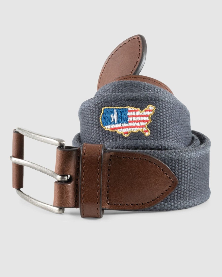 Men johnnie-O Belts | Flagler Embroidered Belt Dusk