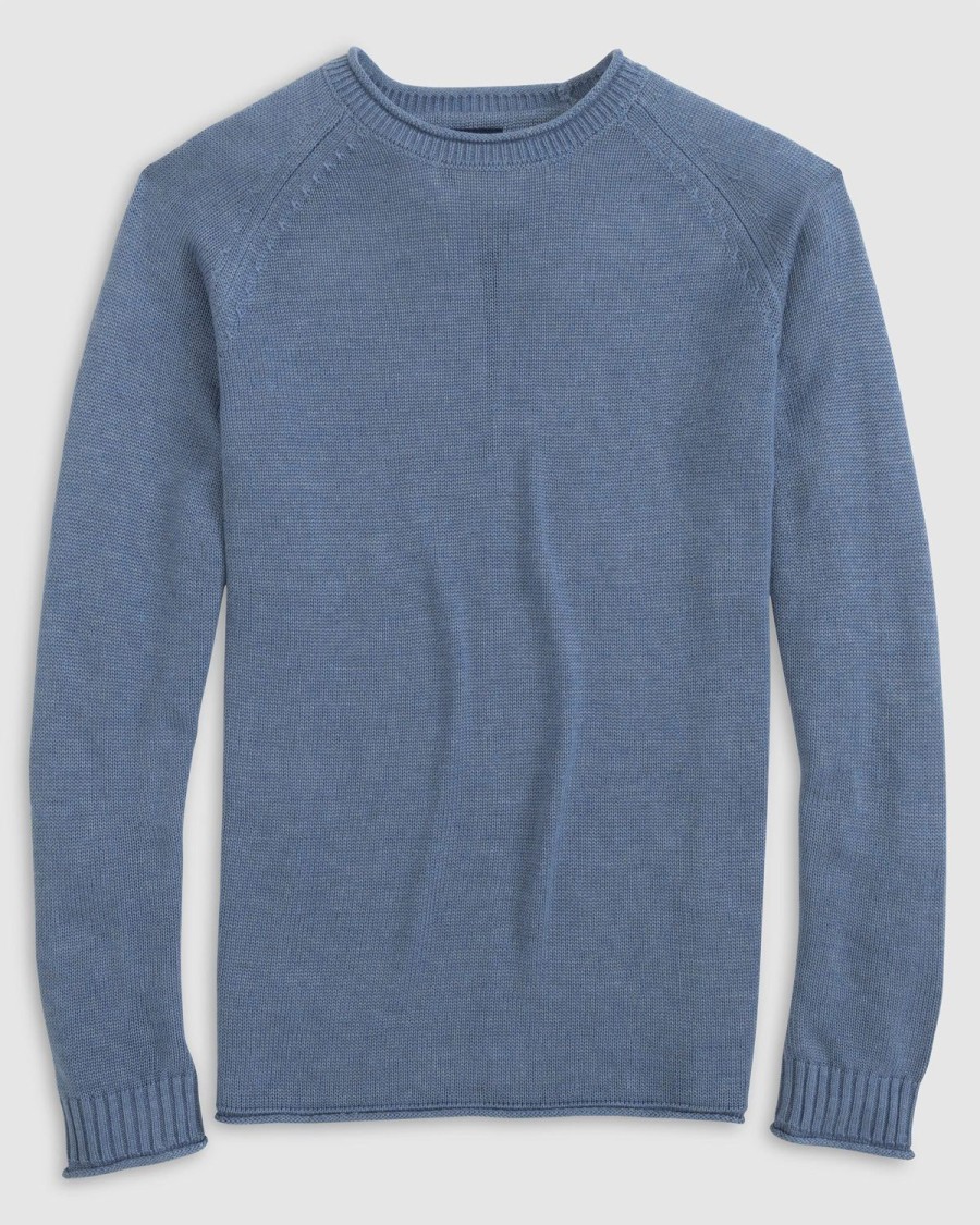 Men johnnie-O Sweaters | Kordell Linen Blend Crewneck Sweater Laguna Blue