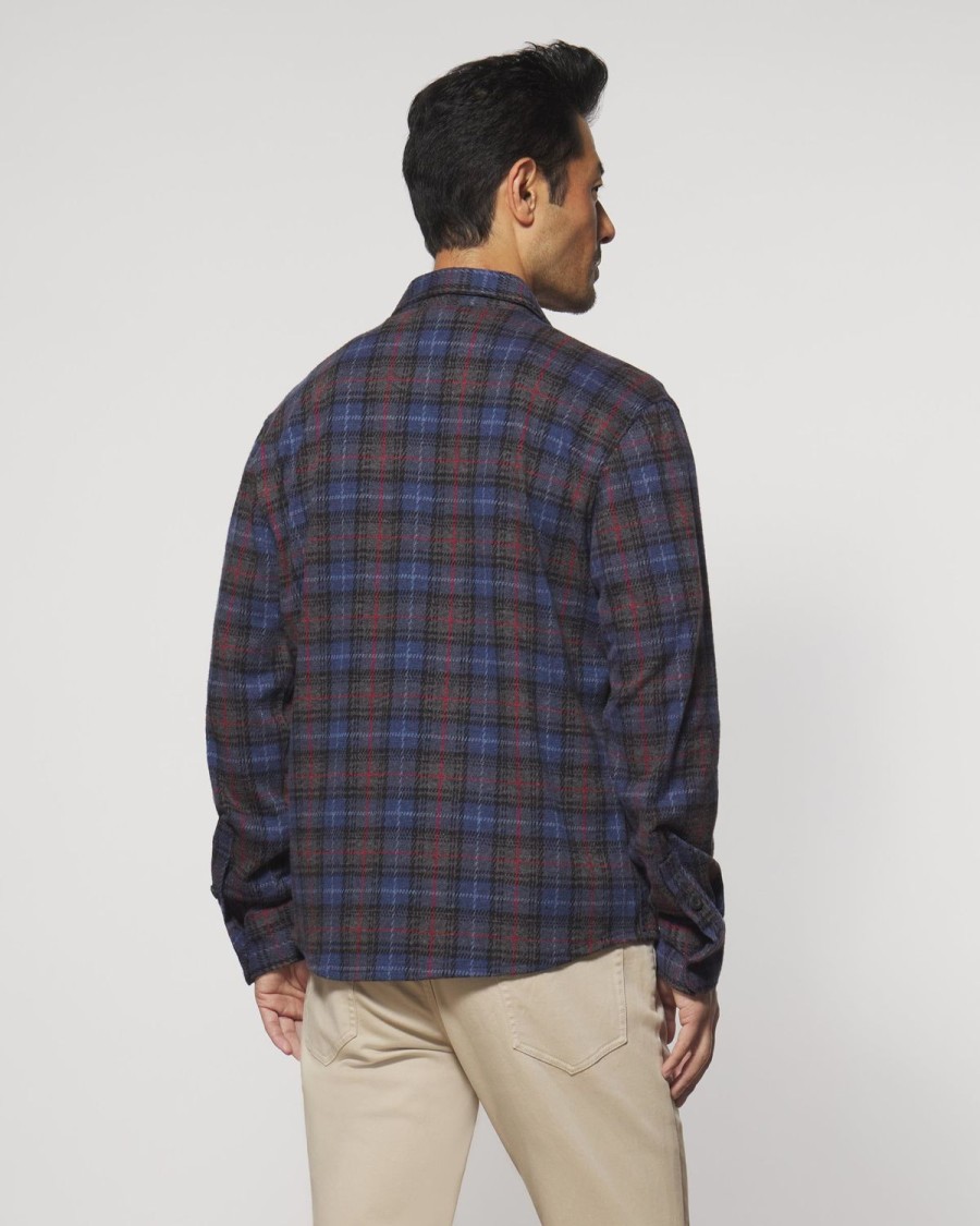 Men johnnie-O Button Up Shirts | Demarco Stretch Flannel Lodge Shirt Midnight